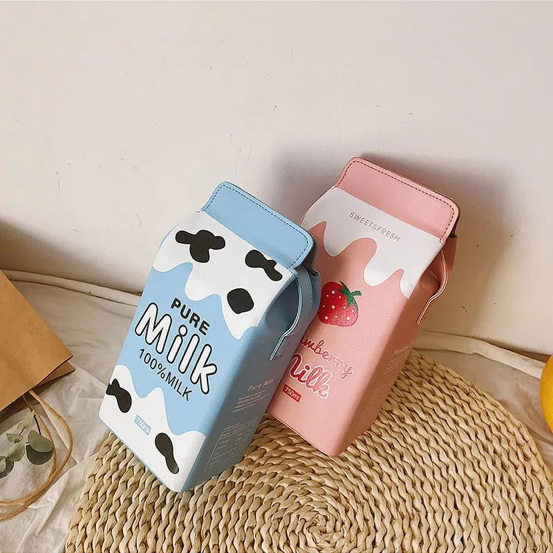 Cartoon Printing Fruit Milk Banana Strawberry Women Shoulder Bags Mini Phone Wallet Small Female Pu Leather Crossbody Bags Q5