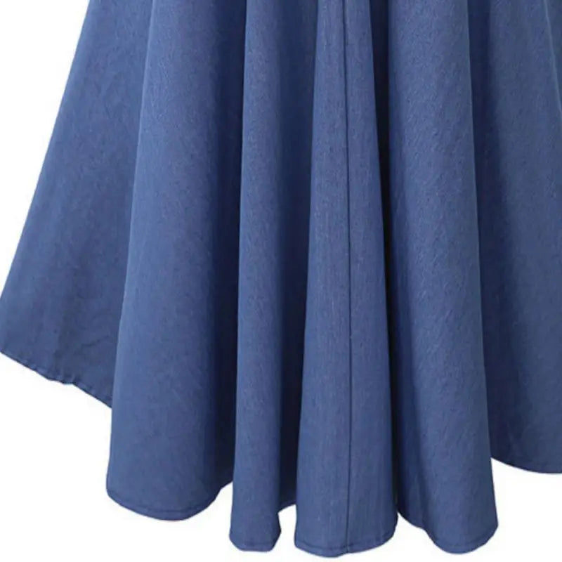 SummerWomen Denim Jeans Skirts A line Casual Skirt High Elastic Waist Streetwear Midi Pleated Female Clothing