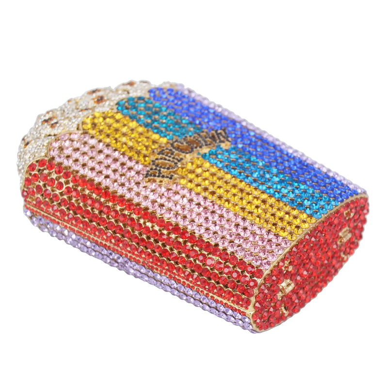 Luxury Designer popcorn Evening Bags Luxury Crystal Party Purse Wedding Bags Colorful Clutch Bags SC997