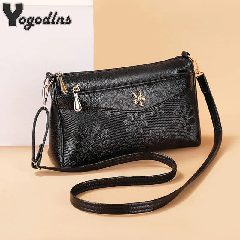 Fashion Retro Diagonal Women's Shoulder Crossbody Bag Small Square Multi-pocket Messenger Bag Ladies Travel Phone Handbag Purse