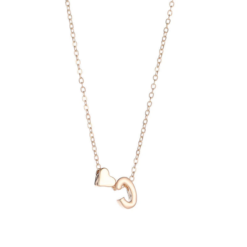 SUMENG Fashion Tiny Heart Dainty Initial Necklace Gold Silver Color Letter Name Choker  For Women Pendant Jewelry Gift