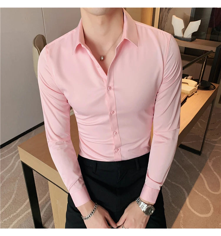 Camisas De Hombre Long Sleeve Shirts For Men Clothing 2024 Business Formal Wear Camisa Social Masculina Slim Fit Chemise Homme