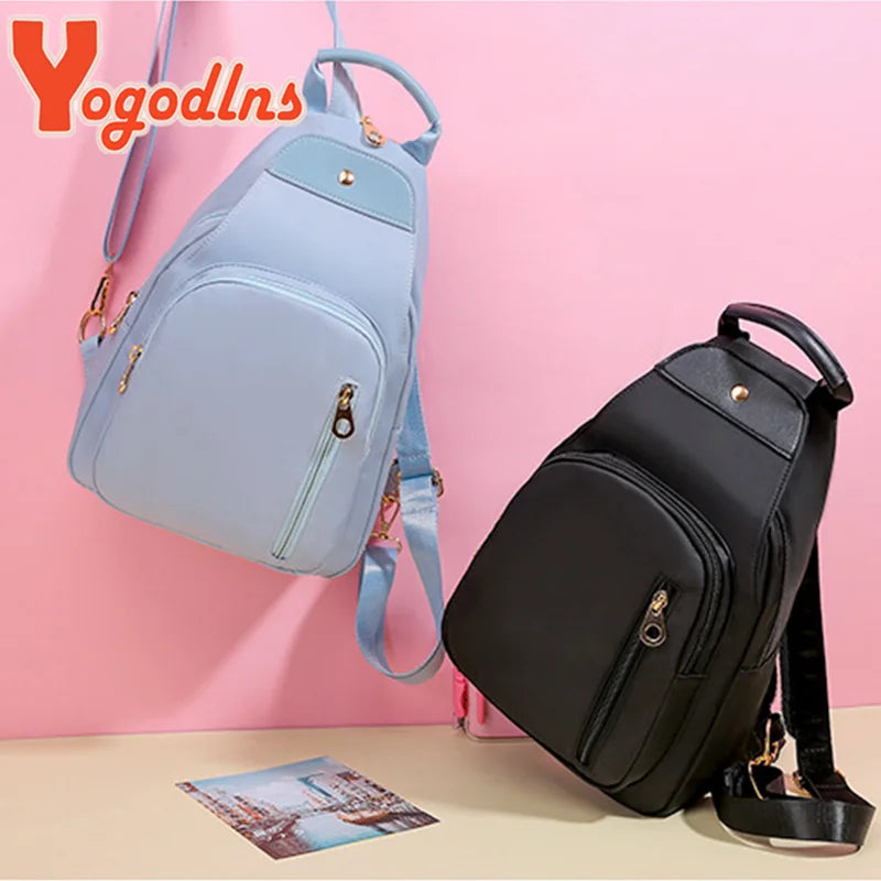 Yogodlns Casual Oxford Backpack Women Large Capacity School Bag Multifunction Crossbody Bag Travel Sports Chest Bag Rucksack