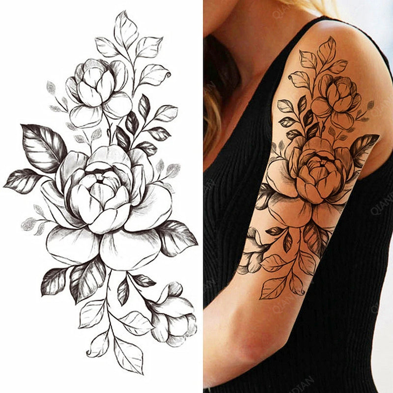 Sexy Flower Bird Temporary Waterproof Tattoo Sticker Girl Butterfly Dreamcatcher Cross Body Arm Sleeve Chest Fake Totem Women