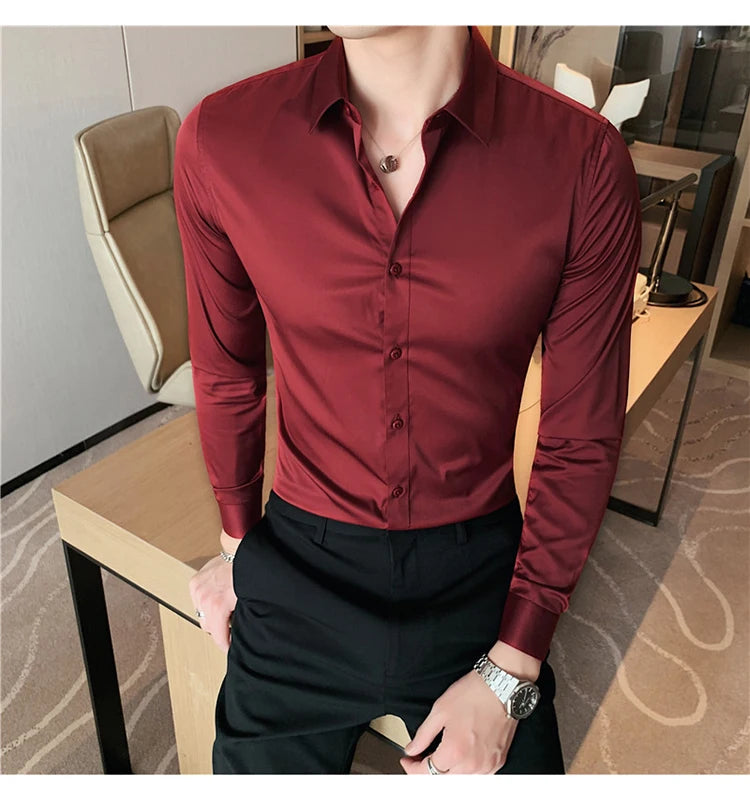 Camisas De Hombre Long Sleeve Shirts For Men Clothing 2024 Business Formal Wear Camisa Social Masculina Slim Fit Chemise Homme