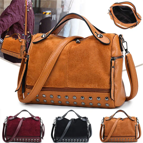 3 Colors Fashion Women's Large-capacity Shoulder bag Travel Rivet Matte Tote bag Messenger bag Handbag