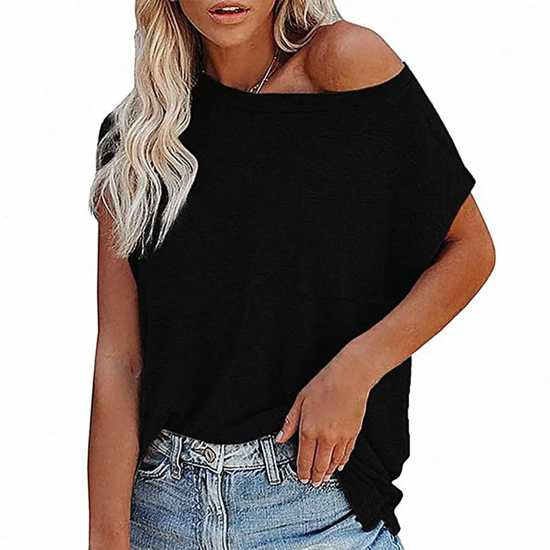Solid Color Short Sleeve T-shirts Women Off Shoulder O Neck Tshirts for Women Pullover Tees Top femme tshirts футболка женская