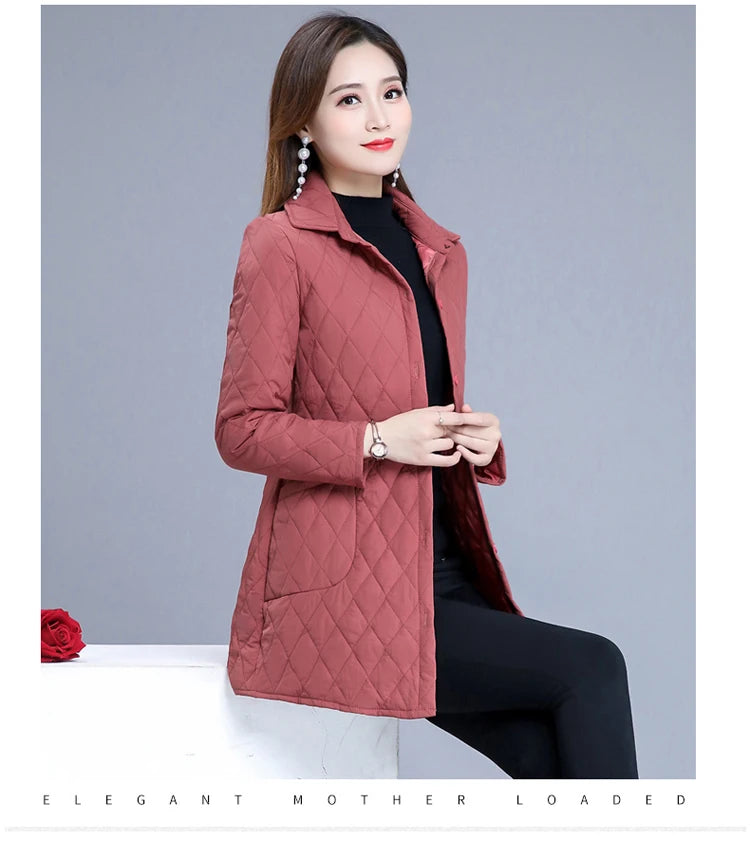 Autumn winter Warm thin quilted jacket Long-sleeved Jacket Parkas new middle age women cotton-padded tops mother Cotton coat