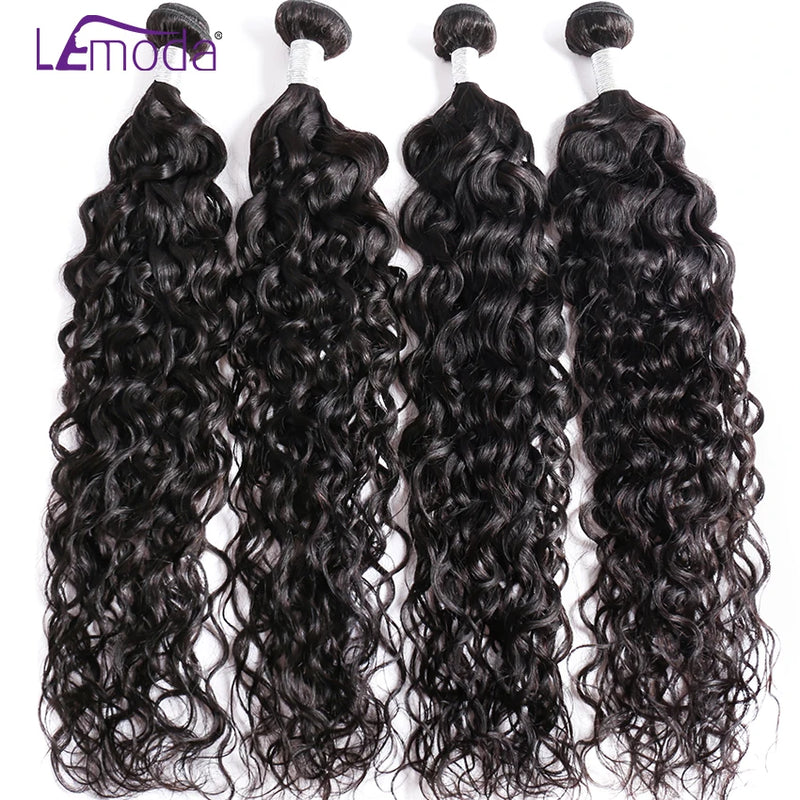 5x5 6x6 HD Lace Closure With Bundles Water Wave Human Hair Bundles With Frontal Only Lemoda Remy Peruvian Deep Wave Extension