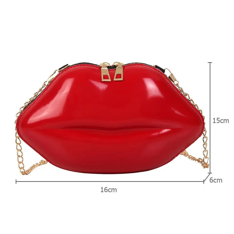 Lips Shape PVC Handbags Solid Zipper Shoulder Bag Crossbody Messenger Phone Coin Bag Evening Party Clutches Bolsas Feminina Saco
