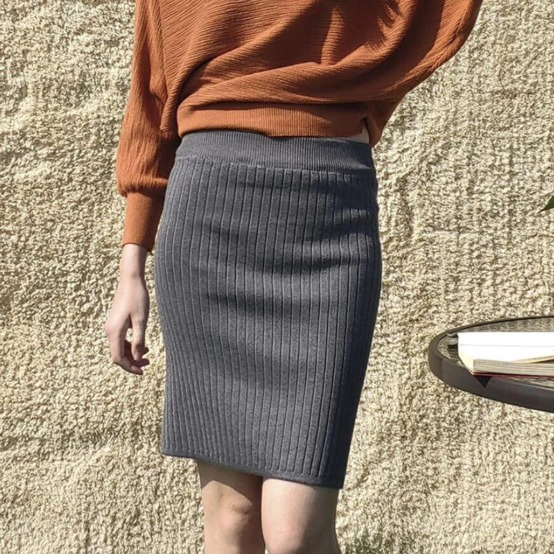 2022 Spring Autumn Casual Women High Waist Skirt Warm Knitted Pencil Skirt Elegant Long Skirts High Quality Office Skirts Split