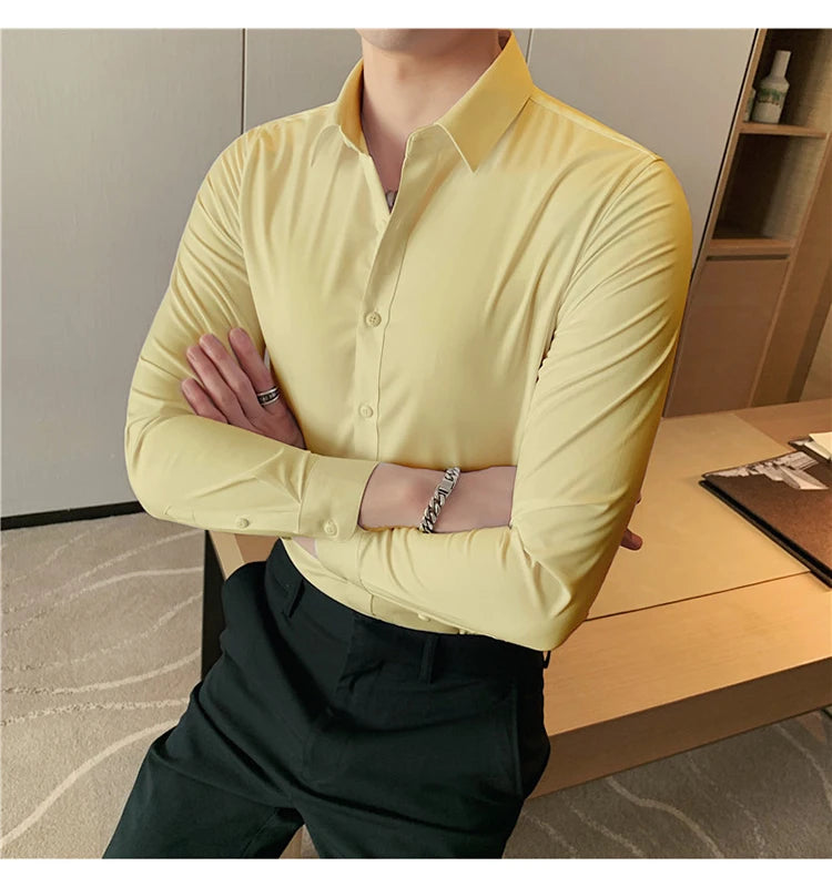 Camisas De Hombre Long Sleeve Shirts For Men Clothing 2024 Business Formal Wear Camisa Social Masculina Slim Fit Chemise Homme