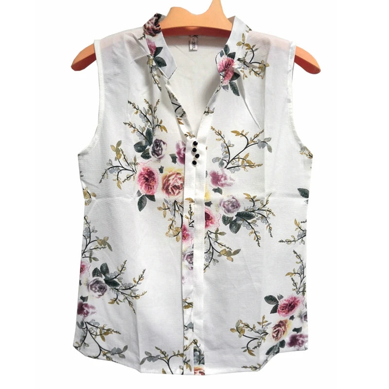 Charming Women Summer Flower Print Blouses Shirts New Ladies Casual Office Slim V-Neck Japan Korean Fashion Female Blusas Short