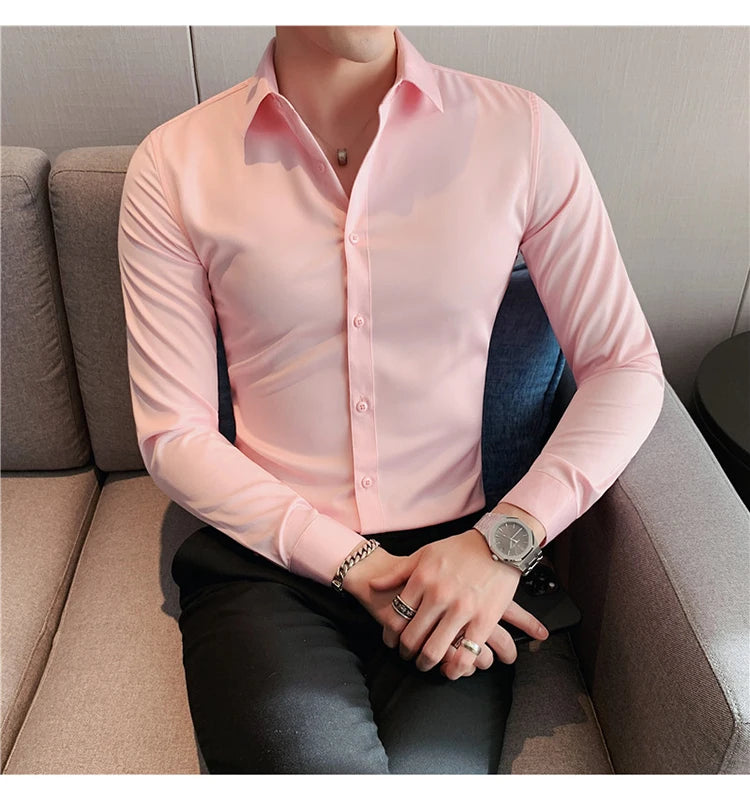 Camisas De Hombre Long Sleeve Shirts For Men Clothing 2024 Business Formal Wear Camisa Social Masculina Slim Fit Chemise Homme