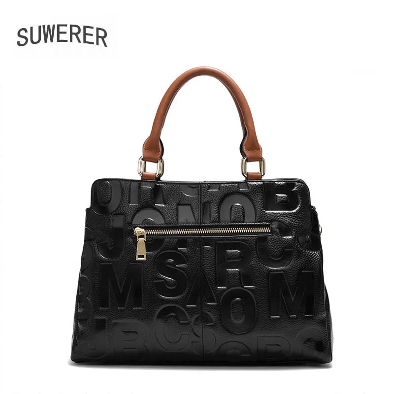 SUWERER New Women Genuine Leather bag Luxury famous brand women real cowhide bag fashion tote bag women leather shoulder bag