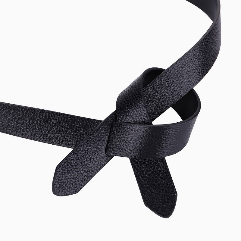 New Knotted Leather Belt Women's Dress Sweater Top Layer Cowhide Belt Women's Fashion Versatile Decorative Waist Seal Khaki