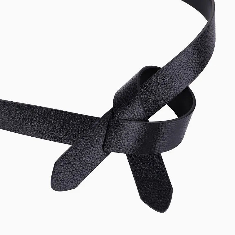 New Knotted Leather Belt Women's Dress Sweater Top Layer Cowhide Belt Women's Fashion Versatile Decorative Waist Seal Khaki