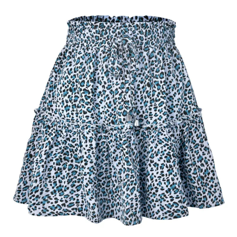 Women Floral Print Skirt Summer High Waist Ruffles Short Skirt Female Sweet Streetwear Casual Mini Skirts Boho Bottoms