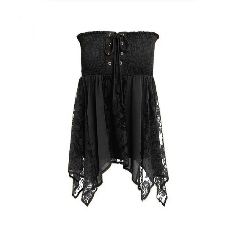 2020 New Black Sexy Strapless Women Tops And Blouses Summer Club Solid Sleeveless Backless Lace Patchwork Casual Women Blouse 13