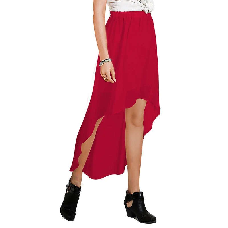 Nice-forever Summer Women Solid Color Swing Elastic Skirt Casual Flare Skirts bty361