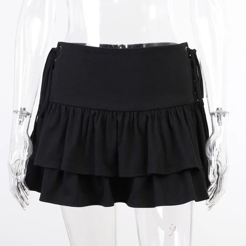 High Waist Lace Plaid Pleated Gothic Mini Skirt Sexy Mall Goth Skirt Gothic Punk Emo Club Wear Women Harajuku Y2k Dark Skirt