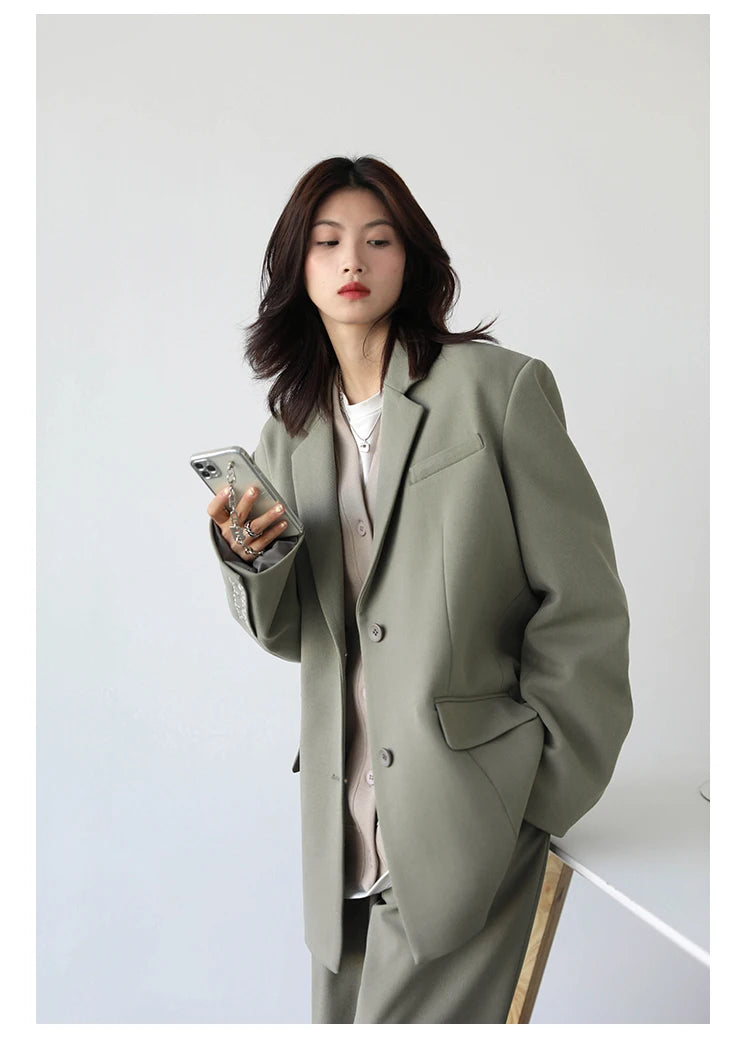 CHICVEN  Women Office Lady Blazer Cuff Embroidery Wide Shoulder Twill Suit Women's Autumn Ladies Outerwear  Stylish Tops