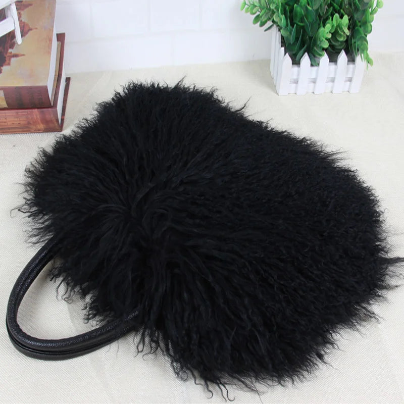 Real wool bag Australian beach wool fur shoulder bag wool ladies handbag large capacity fashion luxury handbags handbags