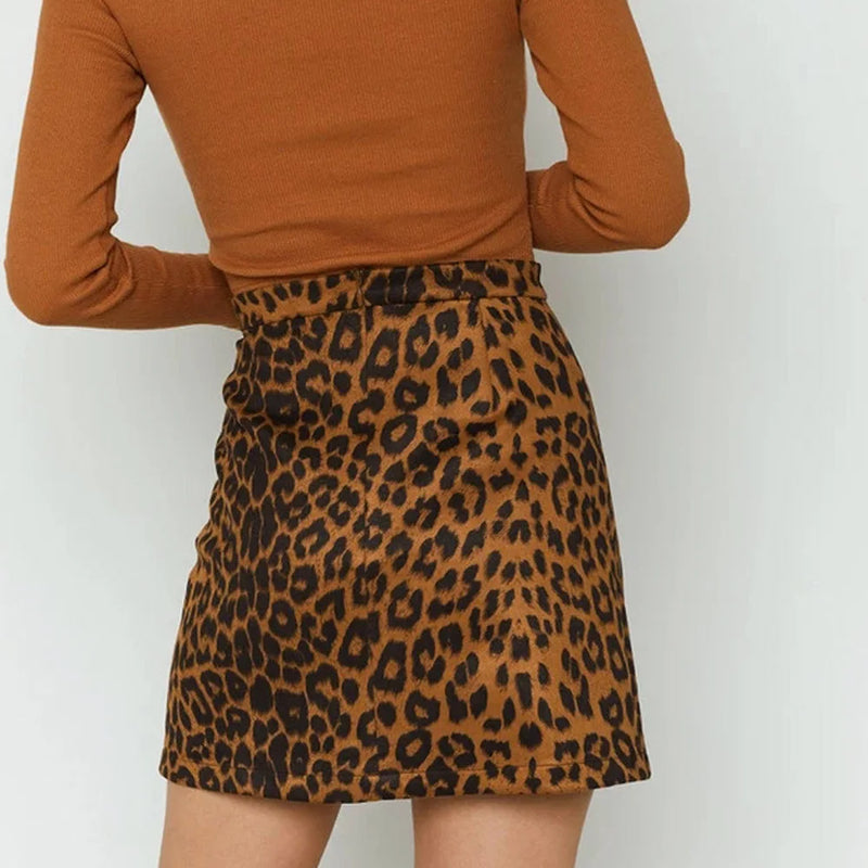 Women's Skirts Summer Fashion New Sexy Female High Waist Leopard Printed Zip A-Line Skirts LDY-WW4346