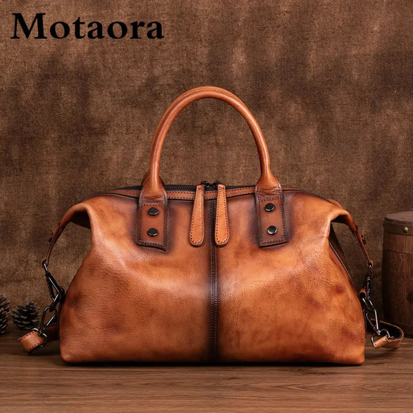 2024 New Hand Painted Women Handbag Luxury Genuine Cowhide Leather Dumpling Bag Large Capacity Vintage Top-handle Bag For Female