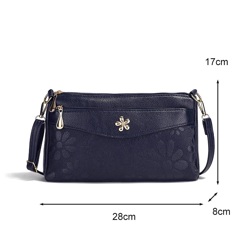 Fashion Retro Diagonal Women's Shoulder Crossbody Bag Small Square Multi-pocket Messenger Bag Ladies Travel Phone Handbag Purse