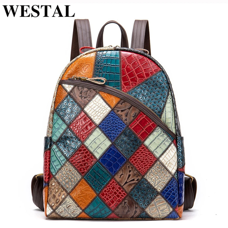 WETSAL 2023 Backpack Female Leather Back packs Bag for Women‘s Leather Backpacks Women Luxury Colorful School Bags for Teenager