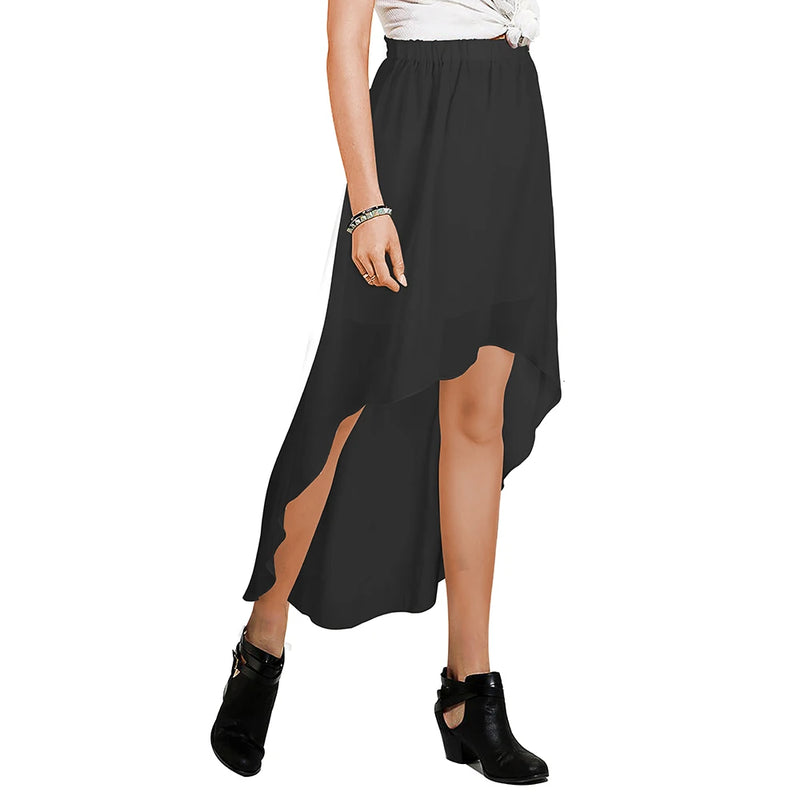 Nice-forever Summer Women Solid Color Swing Elastic Skirt Casual Flare Skirts bty361