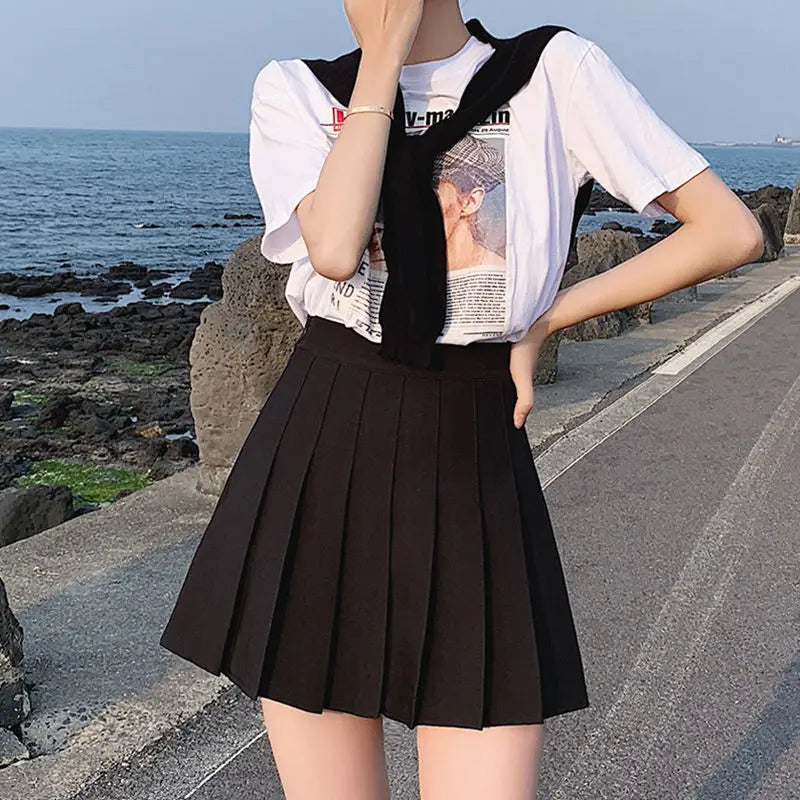 XS-3XL Harajuku 2020 Women Fashion Summer high waist pleated skirt Wind Cosplay plaid skirt kawaii Female Skirts