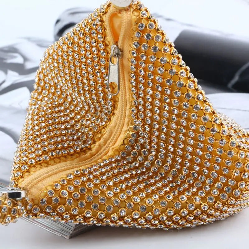 Fashion Vintage Women's Triangle Glitter Handbag Purse Clutch Evening Luxury Bags Party Prom Lady Female Small Bag New