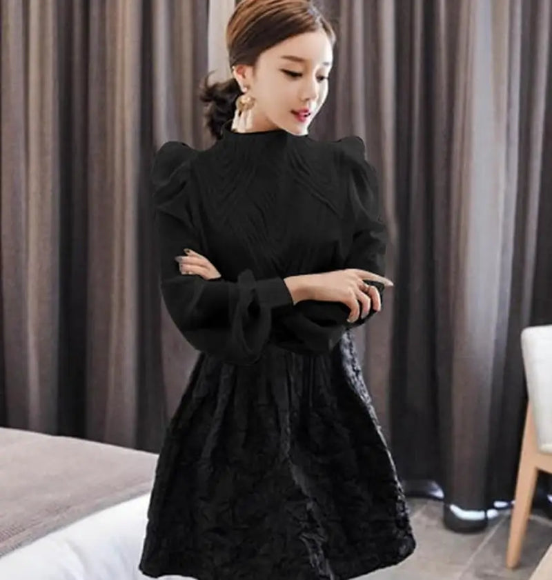 New 2023 spring autumn Women puff Sleeve Stand Collar Chiffon Blouses office Ladies tops shirt