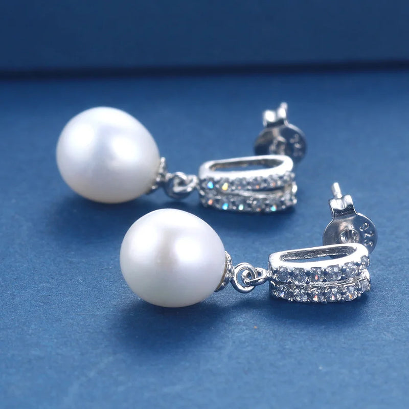 AAAA High quality 100% Natural pearl long drop earrings 2021Hot selling 925 sterling silver zircon jewelry for women 5 colors
