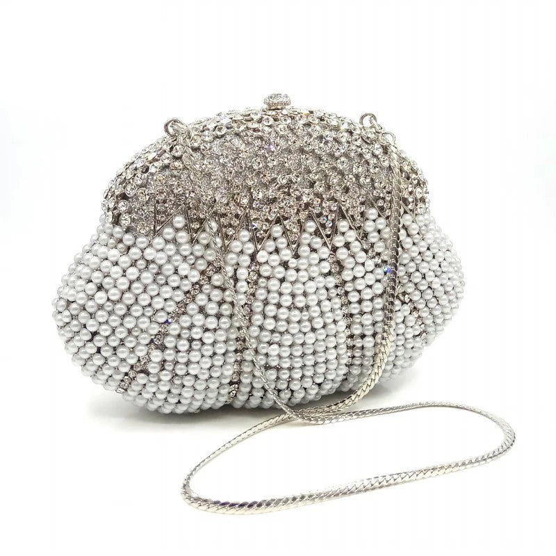 Elegant women evening party handbag diamonds elegant purses luxury clutch bridal wedding party pearl wallet crystal purses bag