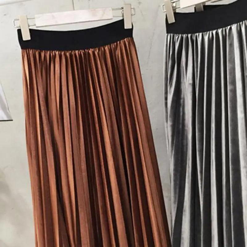 Autumn And Winter High Waisted Skinny Female Velvet Skirt Pleated Skirts Pleated Skirt Free Shipping