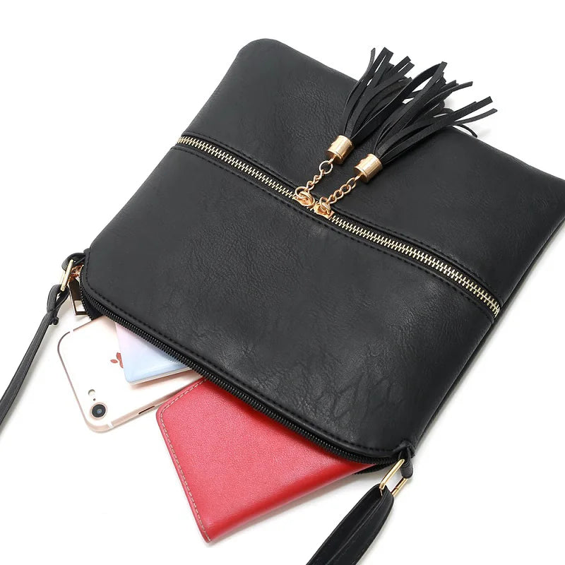 REPRCLA Fashion Tassel Women Bag PU Leather Flap Shoulder Messenger Bag Luxury Handbag Designer Crossbody Bags for Women bolsa