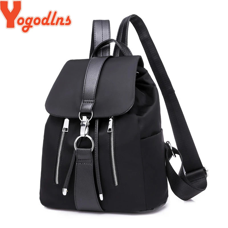 Yogodlns Women Backpack Preppy Style Back Bags for Teenage Girls Fashion Bag New Design Nylon Backpack Waterproof Rucksack