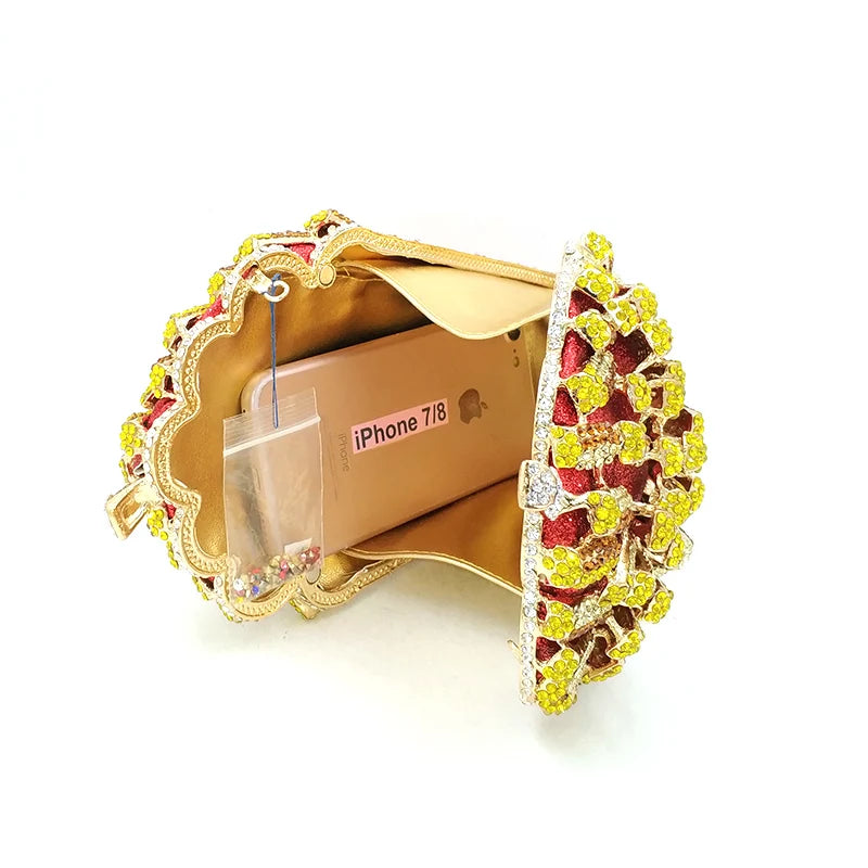 Newest Bridal wedding party purses women evening party special bag diamonds French fry fries rainbow clutches crystal purses