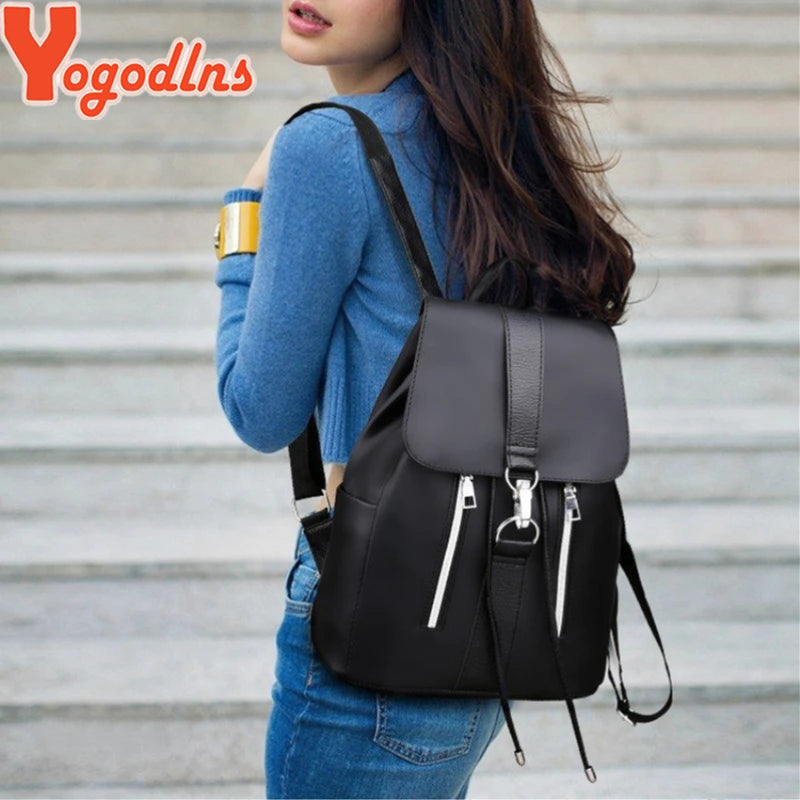 Yogodlns Women Backpack Preppy Style Back Bags for Teenage Girls Fashion Bag New Design Nylon Backpack Waterproof Rucksack