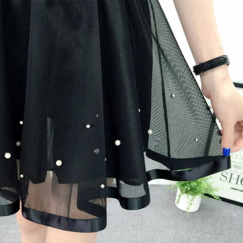 2024 Summer New Arrival Puff Mini Tutu Lace Tulle Skirt High Waist Black Skirt Pleated Skirt 4 Sizes Available Free Shipping