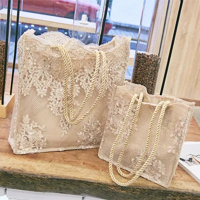 NEW Lace Ladies Handbag Summer Beach Wedding Bridal Party Hand Bag Bolsa Feminina Women's Shoulder Bag Shopping Bag