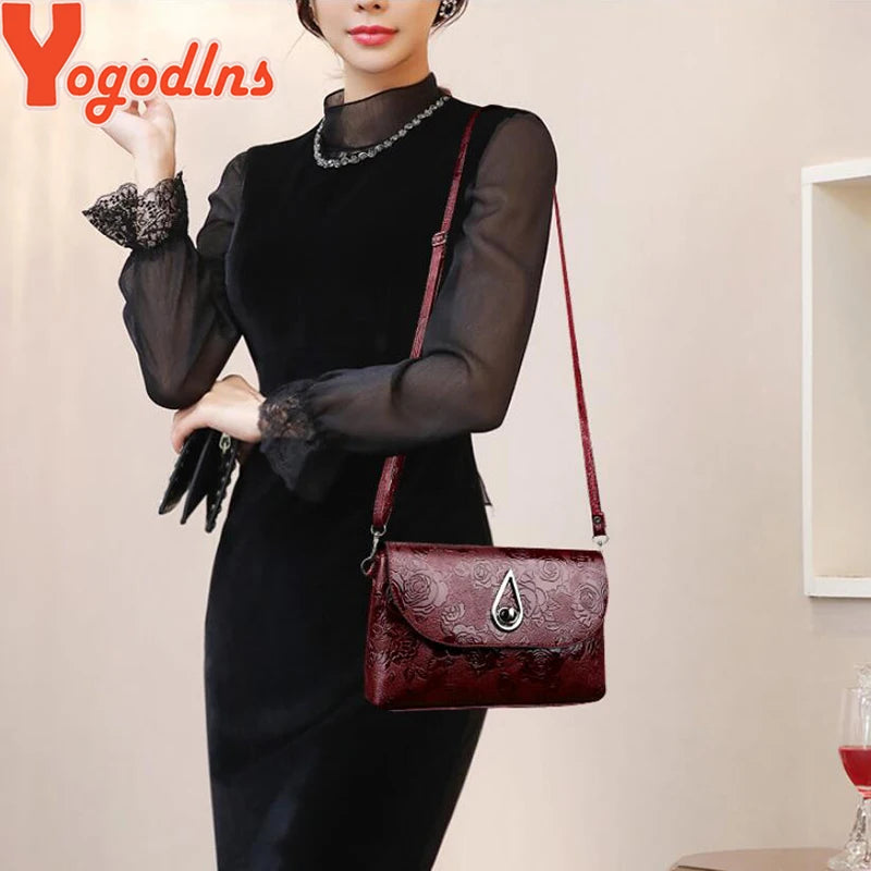Yogodlns Luxury Handbags Women Bag Designer Flower Embossed Shoulder Bag Envelope Bag Ladies Flap Crossbody Bag Lady Purse bolso
