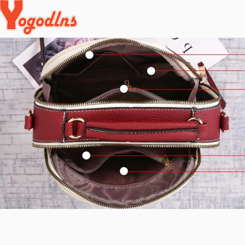 Yogodlns Fashion Stitching Shoulder Bag Women PU Leather Handbag Luxury Crossbody Bag New Chains Square Bag Lady Purse sac main