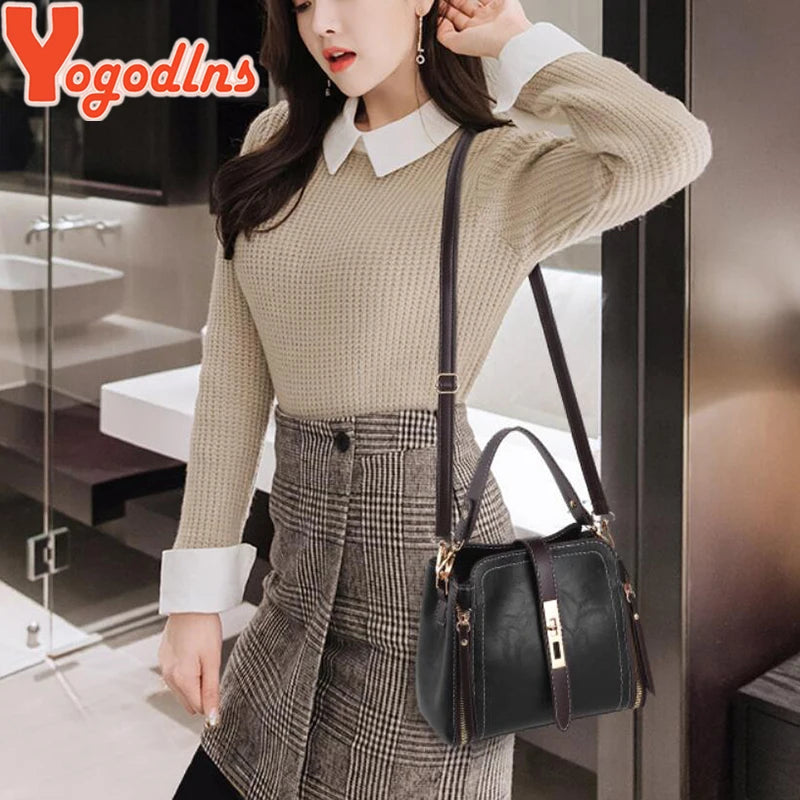 Yogodlns Fashion Women Bag Leather Handbags PU Shoulder Bag Small Flap Crossbody Bags for Women Messenger Bags vintage purse