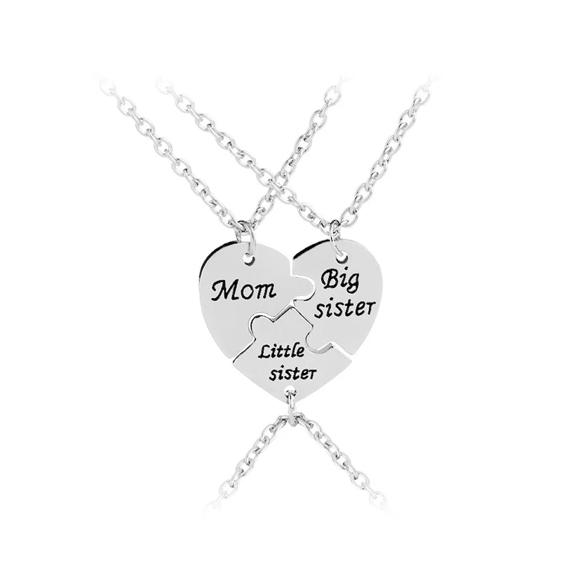mom big sister little sister Necklace Family Jewelry Special Gift For Mommy big lil sis party gift Mother Day heart Stitching