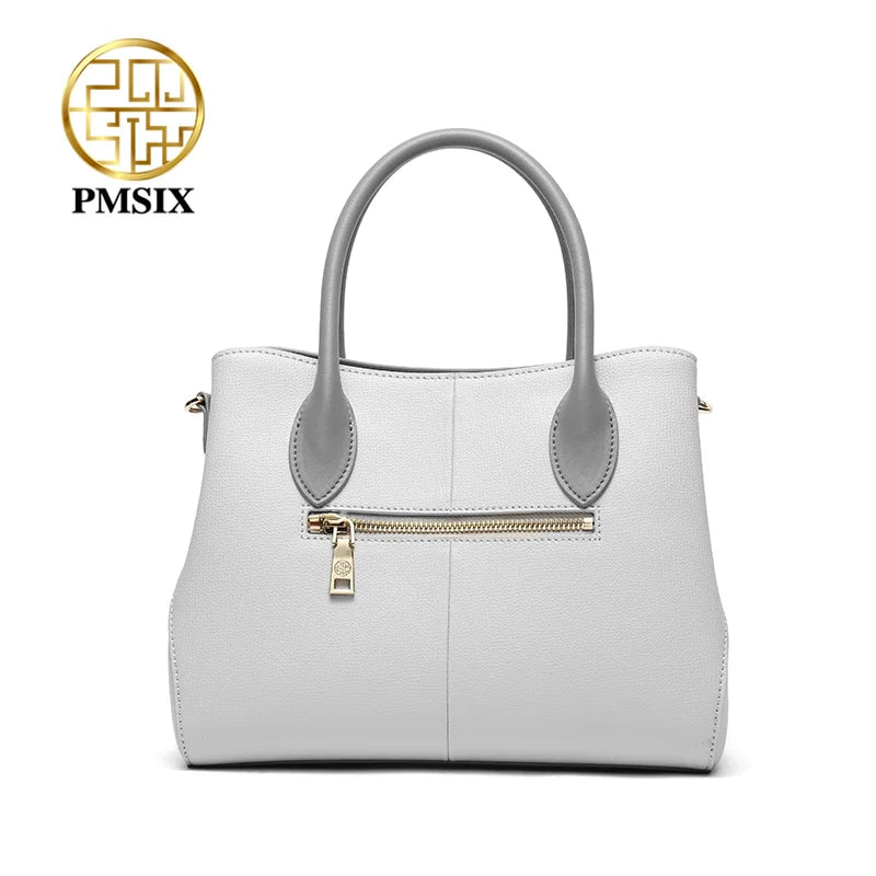 PMSIX  Fashion Flower Printing Cow Leather Women Handbag High Capacity Ladies Shoulder Bag Brand Elegant Female Totes 2021