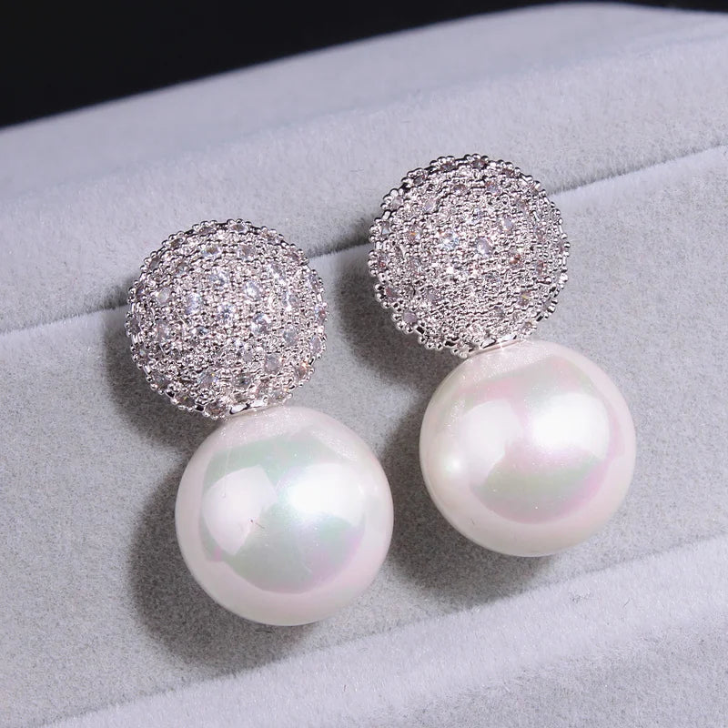 2023 Fashion Wedding Pearl Jewelry Accessories Party Pearl Earrings Elegant Crystals Stud Earrings For Women Female Gifts E1713